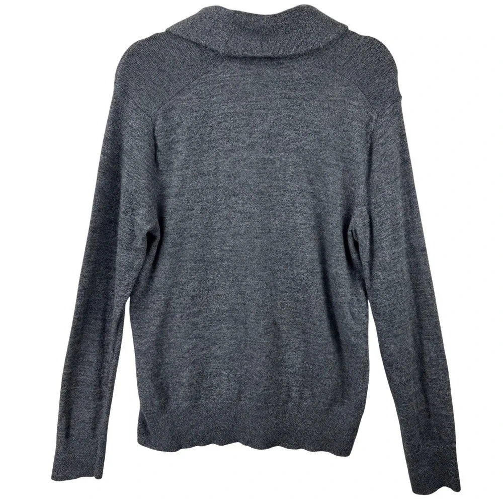 Banana Republic Sweater Mens Large Gray Extra Fine Merino Wool Shawl Collar Knit